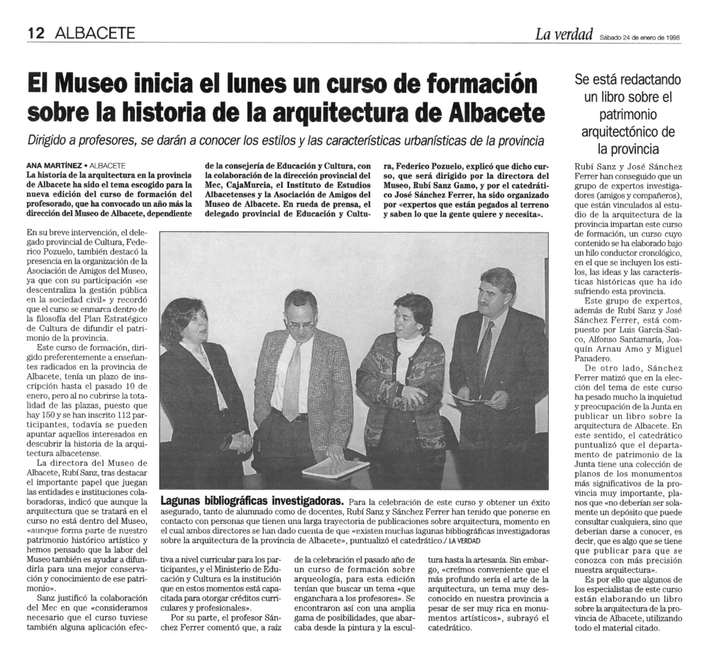 El Museo inicia el lunes un curso de formación sobre la historia de la arquitectura de Albacete. La Verdad. Albacete
