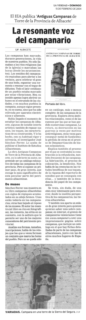 La resonante voz del campanario. La Verdad. Albacete