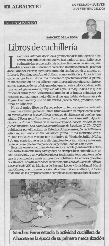 Libros de cuchillería. La Verdad. Albacete