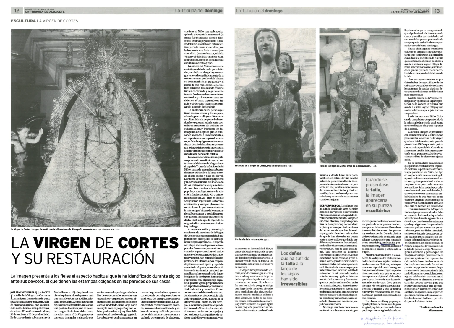 La Virgen de Cortes y su restauración. La Tribuna de Albacete