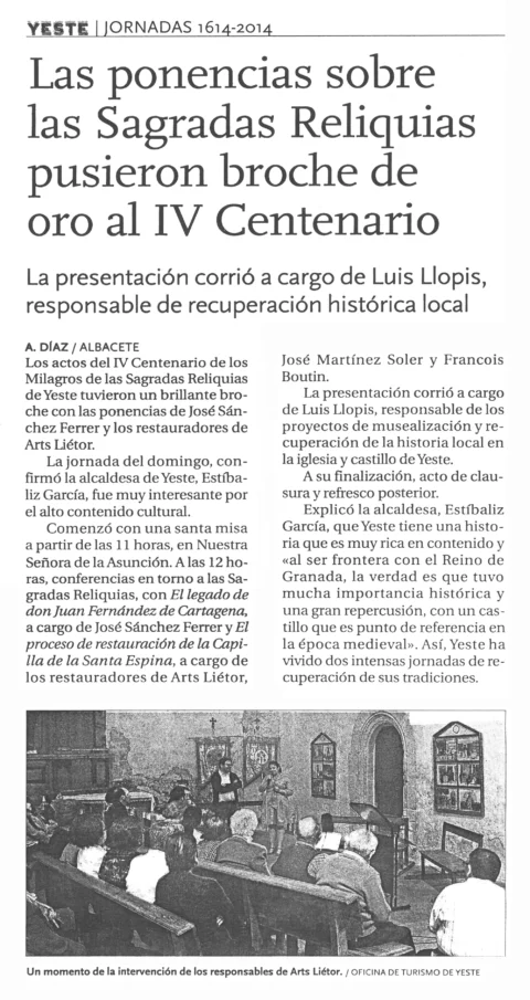 Las ponencias sobre las Sagradas Reliquias pusieron broche de oro al IV Centenario. Yeste